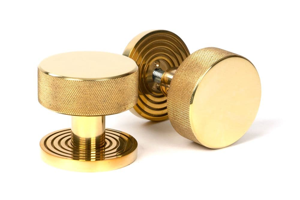 From The Anvil 50837 Polished Brass Brompton Mortice/Rim Knob Set Knob (Beehive)