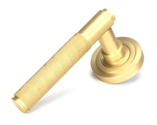From The Anvil 50844 Satin Brass Brompton Lever on Rose Set (Art Deco)