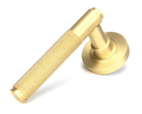 From The Anvil 50847 Satin Brass Brompton Lever on Rose Set (Plain) - Unsprung