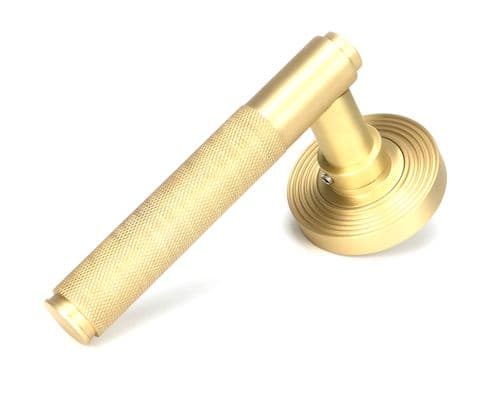 From The Anvil 50849 Satin Brass Brompton Lever on Rose Set (Beehive) - Unsprung