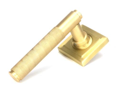 From The Anvil 50850 Satin Brass Brompton Lever on Rose Set (Square) - Unsprung