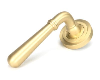 From The Anvil 50854 Satin Brass Newbury Lever on Rose Set (Art Deco)