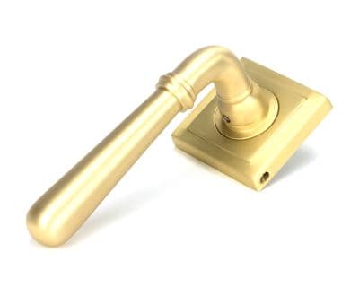 From The Anvil 50856 Satin Brass Newbury Lever on Rose Set (Square)