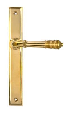 From The Anvil 52425 Polished Brass Reeded Slimline Lever Latch Set