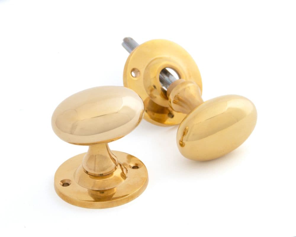 From The Anvil 83627 Polished Brass Oval Mortice/Rim Knob Set