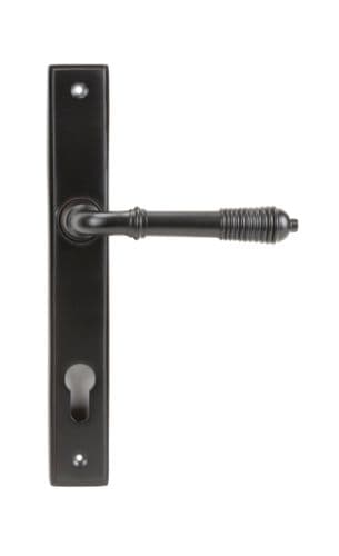 From The Anvil 83952 Aged Bronze Reeded Slimline Lever Espag. Lock Set