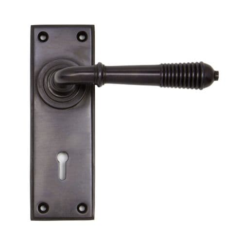 From The Anvil 83953 Aged Bronze Reeded Lever Lock Set