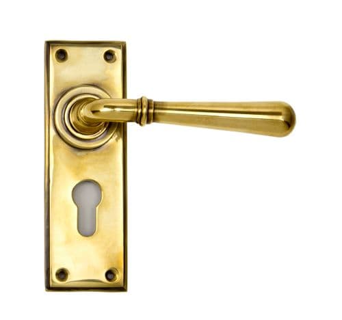 From The Anvil 91417 Aged Brass Newbury Lever Euro Set