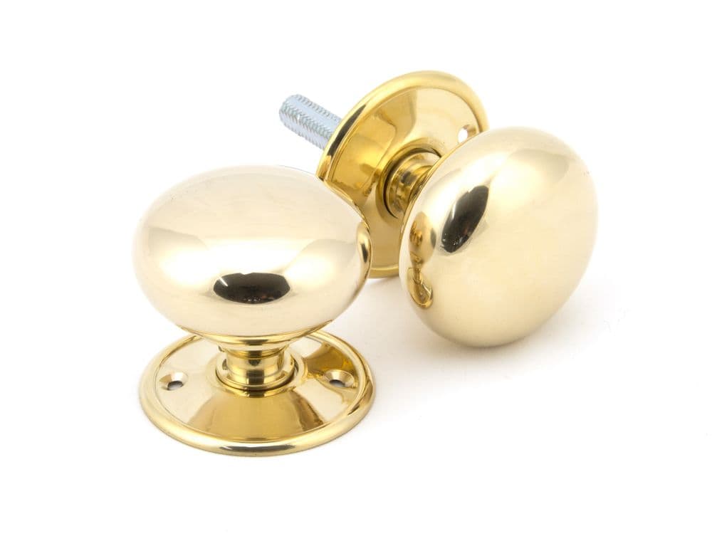 From The Anvil 91529 Polished Brass 57mm Mushroom Mortice/Rim Knob Set