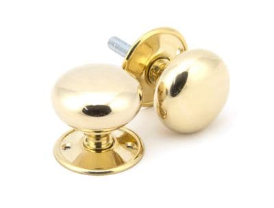 From The Anvil 91529 Polished Brass 57mm Mushroom Mortice/Rim Knob Set