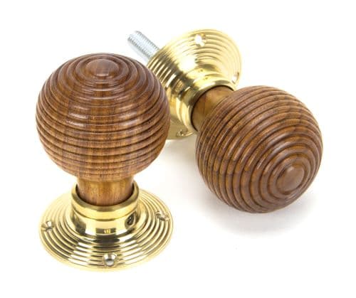 From The Anvil 91787 Rosewood & Polished Brass Beehive Mortice/Rim Knob Set