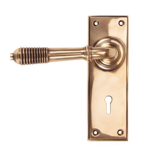 From The Anvil 91913 Polished Bronze Reeded Lever Lock Set