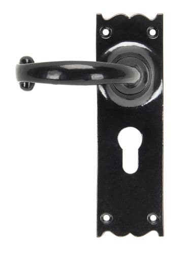 From The Anvil 91966 Black Cottage Lever Euro Lock Set