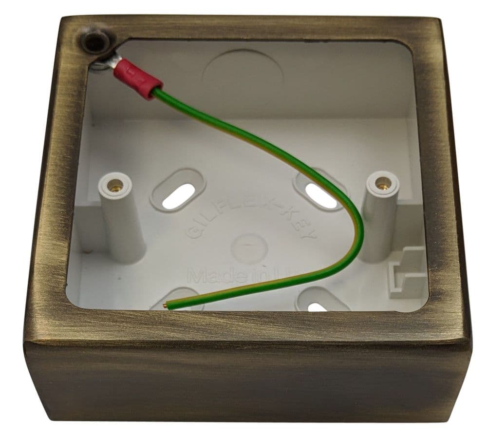 G&H 709AB 1 Gang Antique Brass Surface Mounted Single 30mm Pattress Box