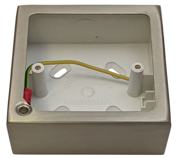 G&H 709SS 1 Gang Brushed Steel Surface Mounted Single 30mm Pattress Box