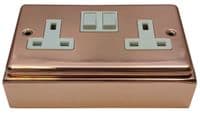 G&H 710BC 2 Gang Bright Copper Surface Mounted Double 30mm Pattress Box