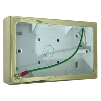 G&H 710PB 2 Gang Polished Brass Surface Mounted Double 30mm Pattress Box