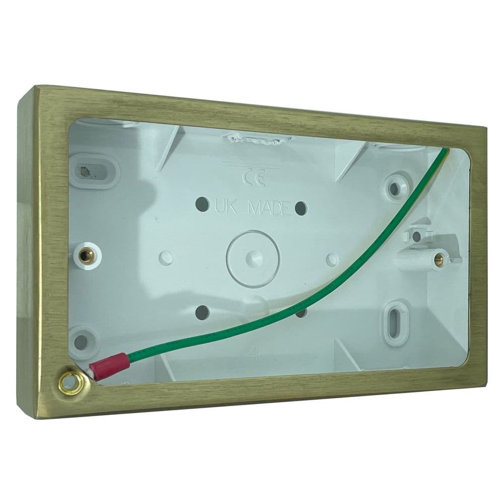 G&H 710SB 2 Gang Satin Brass Surface Mounted Double 30mm Pattress Box