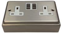 G&H 710SS 2 Gang Brushed Steel Surface Mounted Double 30mm Pattress Box