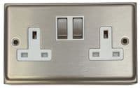 G&H 710SS 2 Gang Brushed Steel Surface Mounted Double 30mm Pattress Box