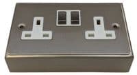G&H 710SS 2 Gang Brushed Steel Surface Mounted Double 30mm Pattress Box