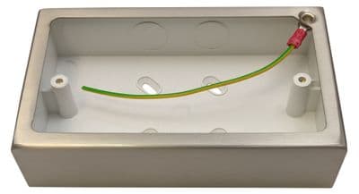 G&H 710SS 2 Gang Brushed Steel Surface Mounted Double 30mm Pattress Box