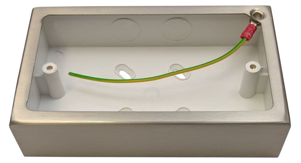 G&H 710SS 2 Gang Brushed Steel Surface Mounted Double 30mm Pattress Box