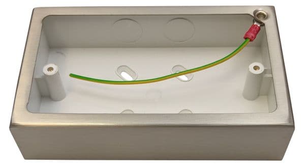 G&H 710SS 2 Gang Brushed Steel Surface Mounted Double 30mm Pattress Box