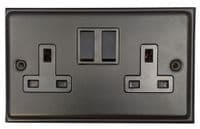 G&H 720FB 2 Gang Matt Black Surface Mounted Double 44mm Pattress Box