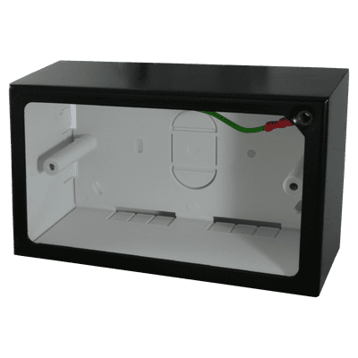 G&H 720FB 2 Gang Matt Black Surface Mounted Double 44mm Pattress Box