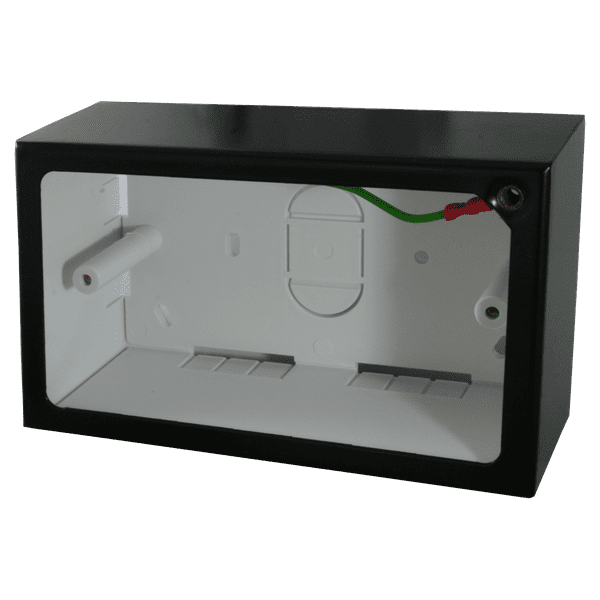 G&H 720FB 2 Gang Matt Black Surface Mounted Double 44mm Pattress Box