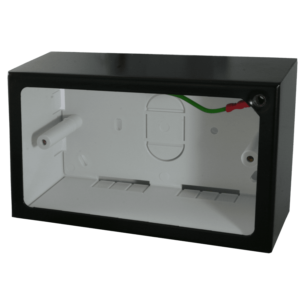 G&H 720FB 2 Gang Matt Black Surface Mounted Double 44mm Pattress Box