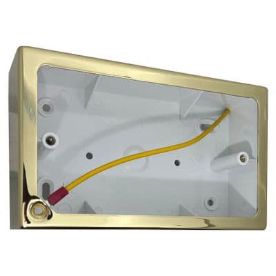 G&H 720PB 2 Gang Polished Brass Surface Mounted Double 44mm Pattress Box