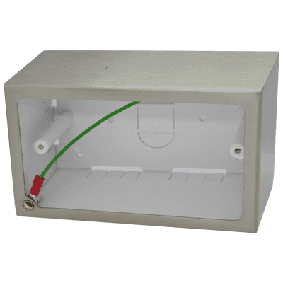 G&H 720SS 2 Gang Brushed Steel Surface Mounted Double 44mm Pattress Box