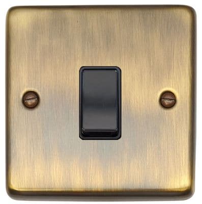 G&H CAB1B Standard Plate Antique Brass 1 Gang 1 or 2 Way Rocker Light Switch
