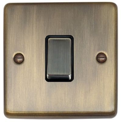 G&H CAB301 Standard Plate Antique Brass 1 Gang 1 or 2 Way Rocker Light Switch