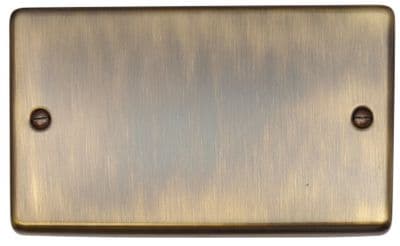 G&H CAB32 Standard Plate Antique Brass 2 Gang Double Blank Plate