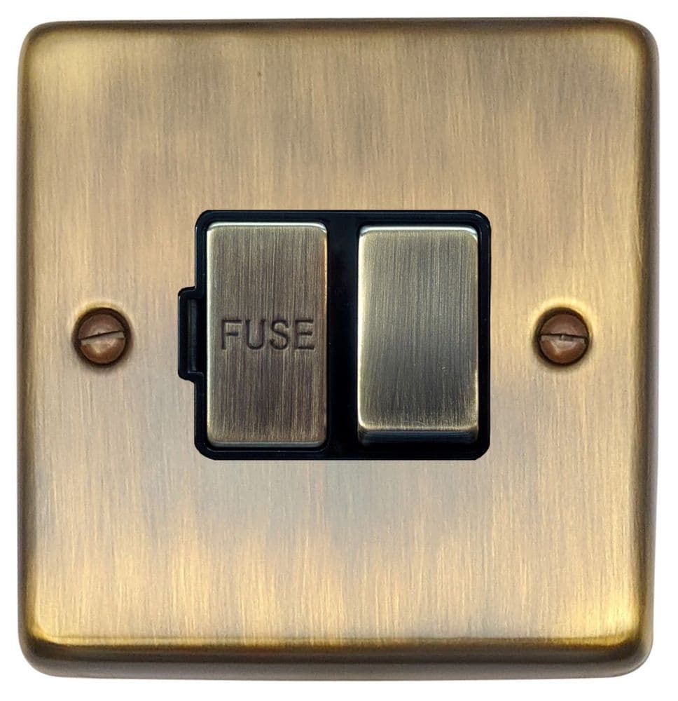 G&H CAB357 Standard Plate Antique Brass 1 Gang Fused Spur 13A Switched