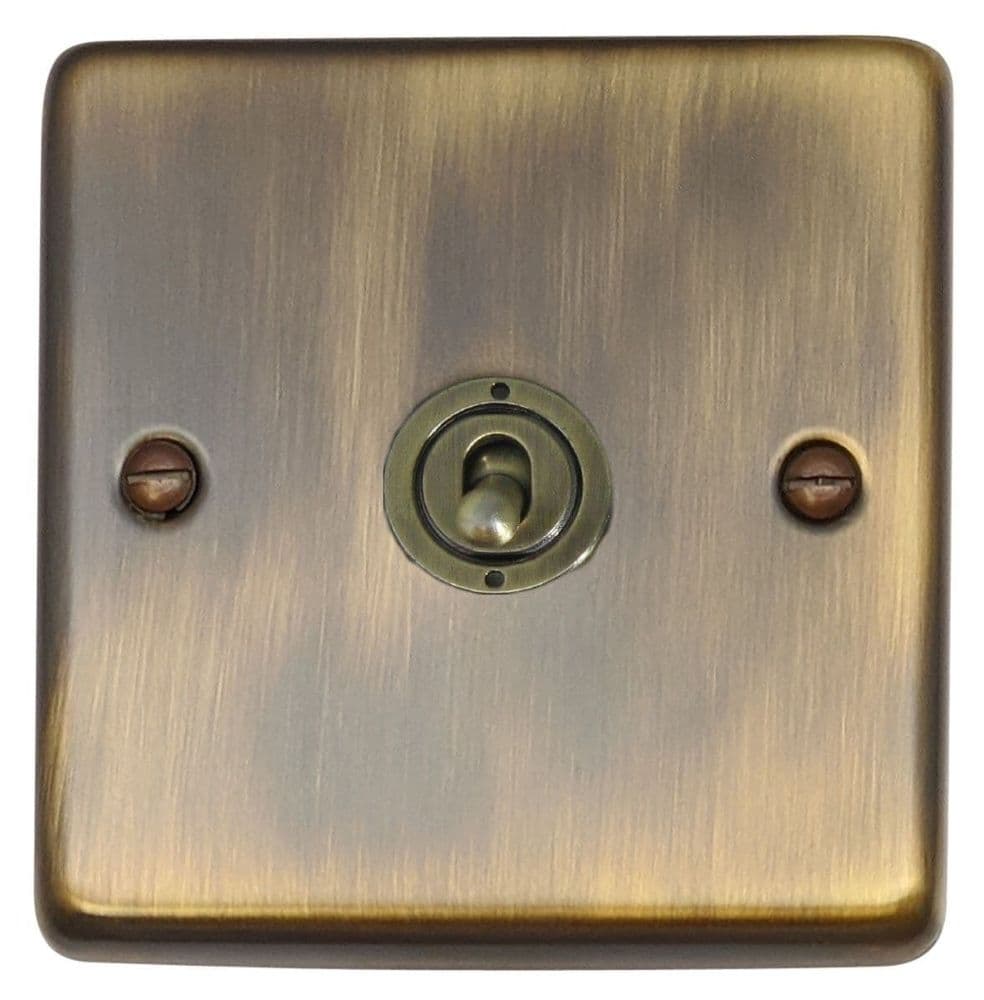 G&H CAB381-AB Standard Plate Antique Brass 1 Gang 1 or 2 Way Toggle Light Switch