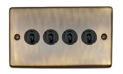 G&H CAB384-FBK Standard Plate Antique Brass 4 Gang 2 Way Toggle Light Switch