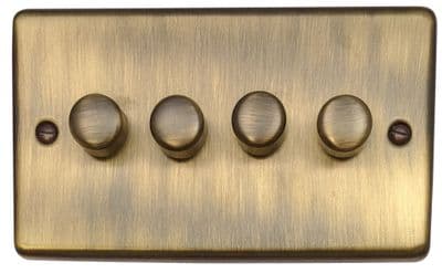 G&H CAB524 Standard Plate Antique Brass 4 Gang 1 or 2 Way LED Dimmer Switch