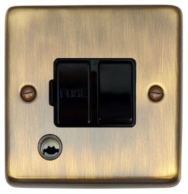 G&H CAB56B Standard Plate Antique Brass 1 Gang Fused Spur 13A Switched & Flex Outlet