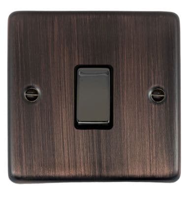 G&H CAC301 Standard Plate Antique Copper 1 Gang 1 or 2 Way Rocker Light Switch