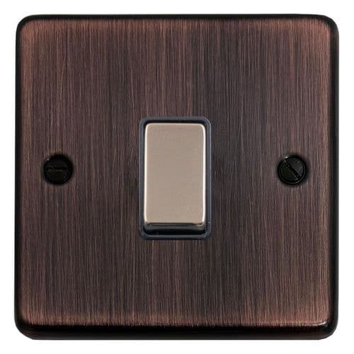 G&H CAC301 Standard Plate Antique Copper 1 Gang 1 or 2 Way Rocker Light Switch
