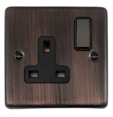G&H CAC309 Standard Plate Antique Copper 1 Gang Single 13A Switched Plug Socket
