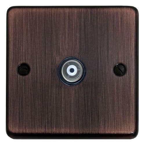 G&H CAC35B Standard Plate Antique Copper 1 Gang TV Coax Socket Point
