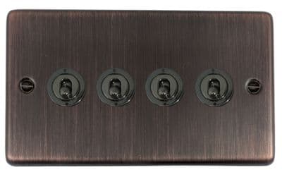 G&H CAC384-BN Standard Plate Antique Copper 4 Gang 2 Way Toggle Light Switch
