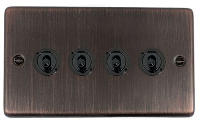 G&H CAC384-FBK Standard Plate Antique Copper 4 Gang 1 or 2 Way Toggle Light Switch