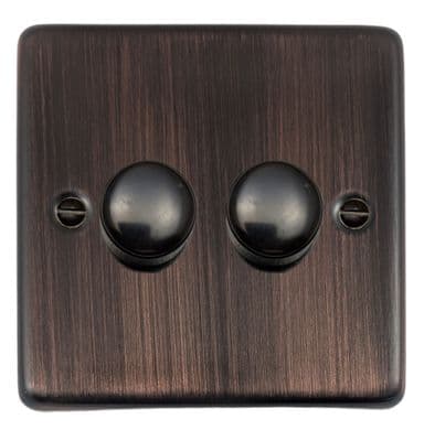 G&H CAC522-FBK Standard Plate Antique Copper 2 Gang 1 or 2 Way LED Dimmer Switch