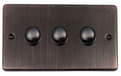 G&H CAC523-FBK Standard Plate Antique Copper 3 Gang 1 or 2 Way LED Dimmer Switch